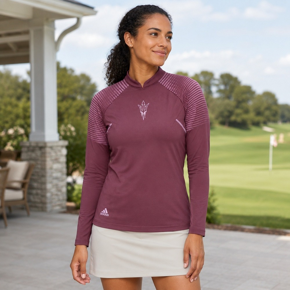 adidas ASU Sun Devils COLD.RDY Golf Top Women S Quiet Crimson NWT